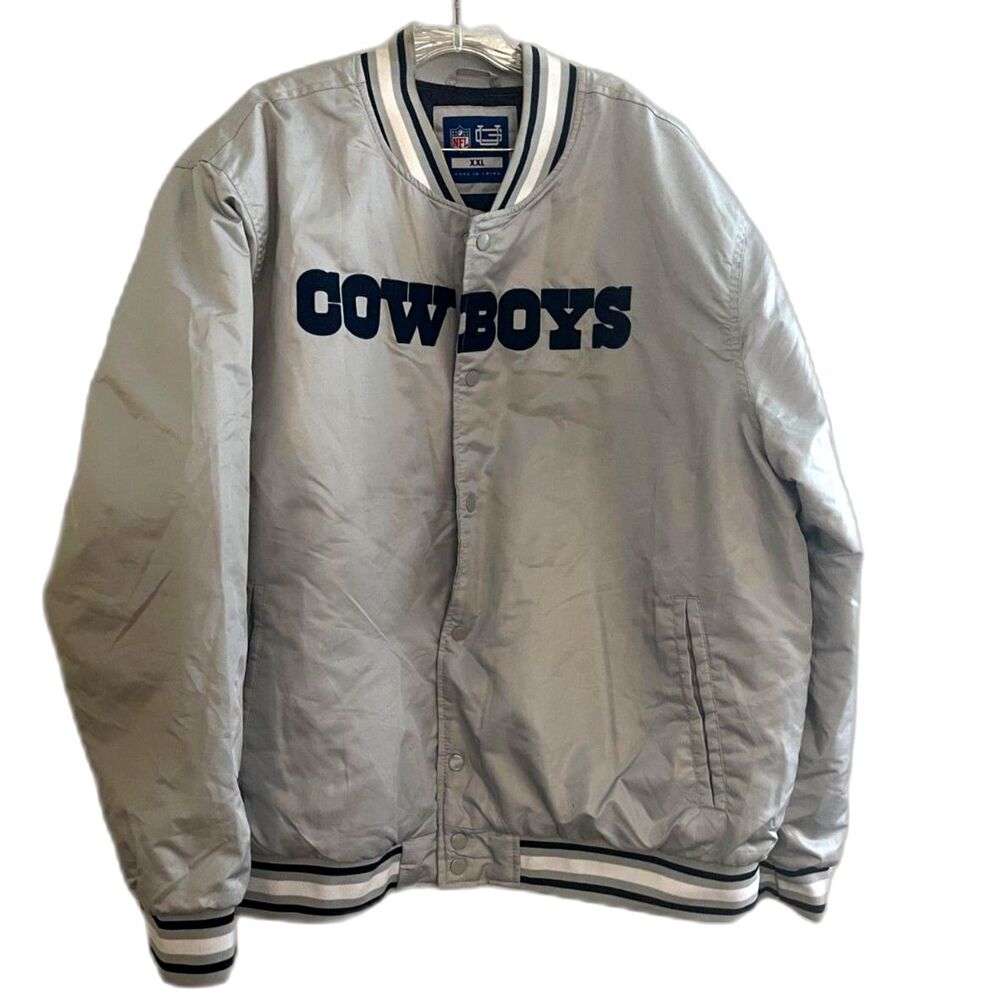 Dallas Cowboys NFL Ultra Game Adult Bomber Jacket Soft Gray - Size XXL